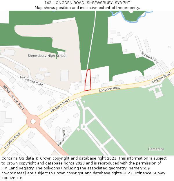 142, LONGDEN ROAD, SHREWSBURY, SY3 7HT: Location map and indicative extent of plot