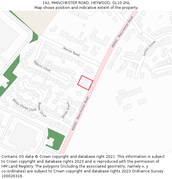 142, MANCHESTER ROAD, HEYWOOD, OL10 2NL: Location map and indicative extent of plot