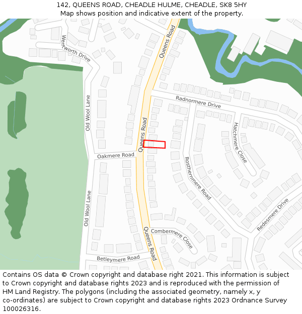 142, QUEENS ROAD, CHEADLE HULME, CHEADLE, SK8 5HY: Location map and indicative extent of plot