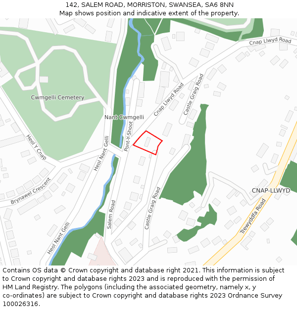 142, SALEM ROAD, MORRISTON, SWANSEA, SA6 8NN: Location map and indicative extent of plot