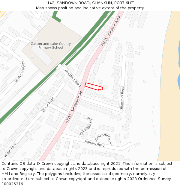 142, SANDOWN ROAD, SHANKLIN, PO37 6HZ: Location map and indicative extent of plot