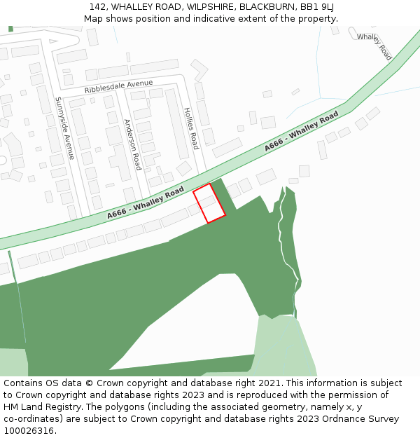 142, WHALLEY ROAD, WILPSHIRE, BLACKBURN, BB1 9LJ: Location map and indicative extent of plot