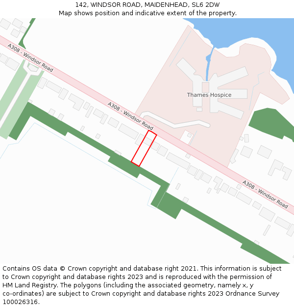 142, WINDSOR ROAD, MAIDENHEAD, SL6 2DW: Location map and indicative extent of plot