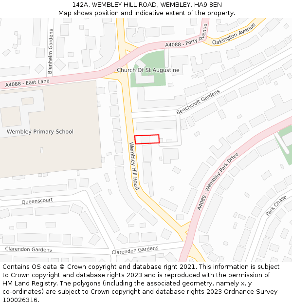 142A, WEMBLEY HILL ROAD, WEMBLEY, HA9 8EN: Location map and indicative extent of plot