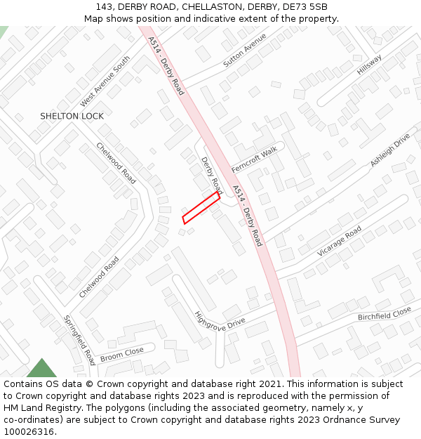 143, DERBY ROAD, CHELLASTON, DERBY, DE73 5SB: Location map and indicative extent of plot