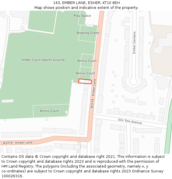 143, EMBER LANE, ESHER, KT10 8EH: Location map and indicative extent of plot