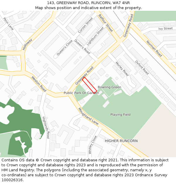 143, GREENWAY ROAD, RUNCORN, WA7 4NR: Location map and indicative extent of plot