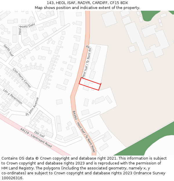 143, HEOL ISAF, RADYR, CARDIFF, CF15 8DX: Location map and indicative extent of plot