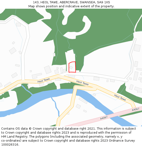 143, HEOL TAWE, ABERCRAVE, SWANSEA, SA9 1XS: Location map and indicative extent of plot