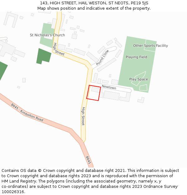 143, HIGH STREET, HAIL WESTON, ST NEOTS, PE19 5JS: Location map and indicative extent of plot