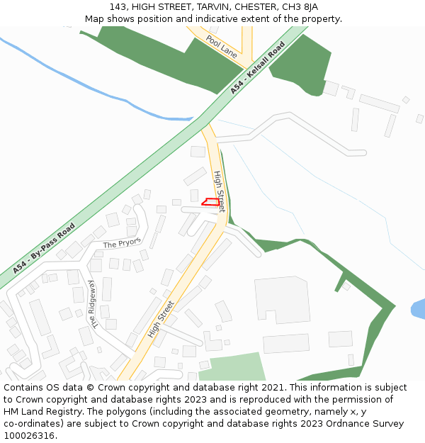 143, HIGH STREET, TARVIN, CHESTER, CH3 8JA: Location map and indicative extent of plot