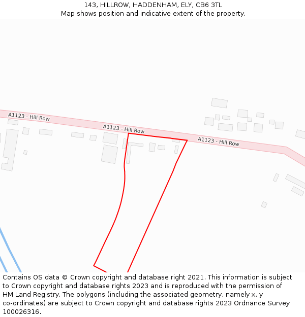 143, HILLROW, HADDENHAM, ELY, CB6 3TL: Location map and indicative extent of plot