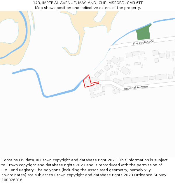 143, IMPERIAL AVENUE, MAYLAND, CHELMSFORD, CM3 6TT: Location map and indicative extent of plot