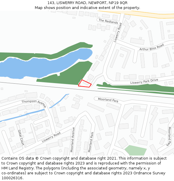 143, LISWERRY ROAD, NEWPORT, NP19 9QR: Location map and indicative extent of plot
