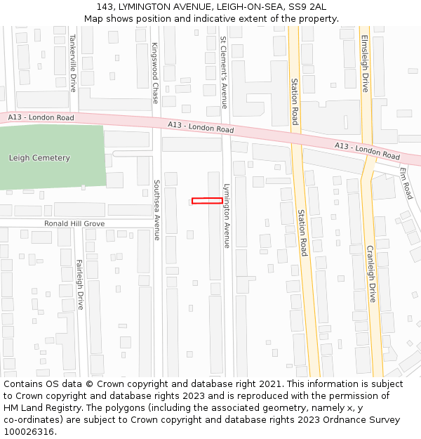 143, LYMINGTON AVENUE, LEIGH-ON-SEA, SS9 2AL: Location map and indicative extent of plot