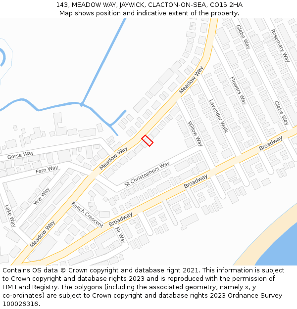 143, MEADOW WAY, JAYWICK, CLACTON-ON-SEA, CO15 2HA: Location map and indicative extent of plot