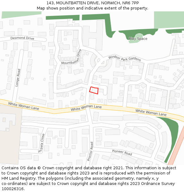 143, MOUNTBATTEN DRIVE, NORWICH, NR6 7PP: Location map and indicative extent of plot