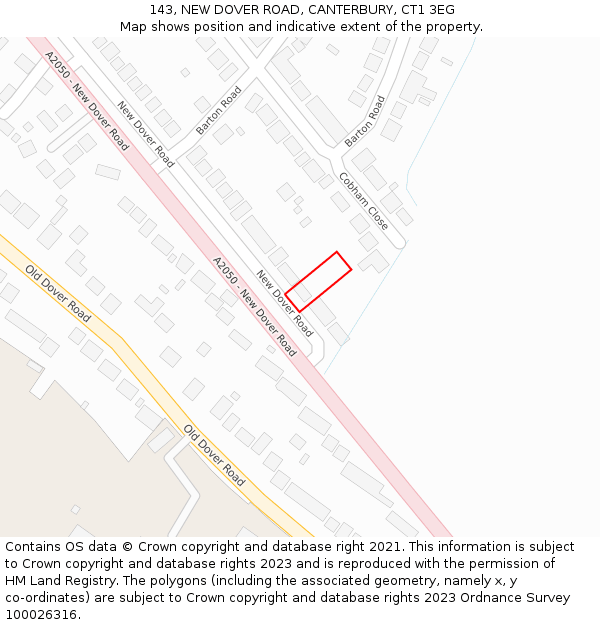 143, NEW DOVER ROAD, CANTERBURY, CT1 3EG: Location map and indicative extent of plot