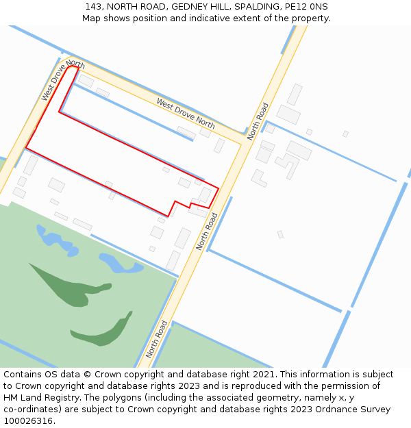 143, NORTH ROAD, GEDNEY HILL, SPALDING, PE12 0NS: Location map and indicative extent of plot