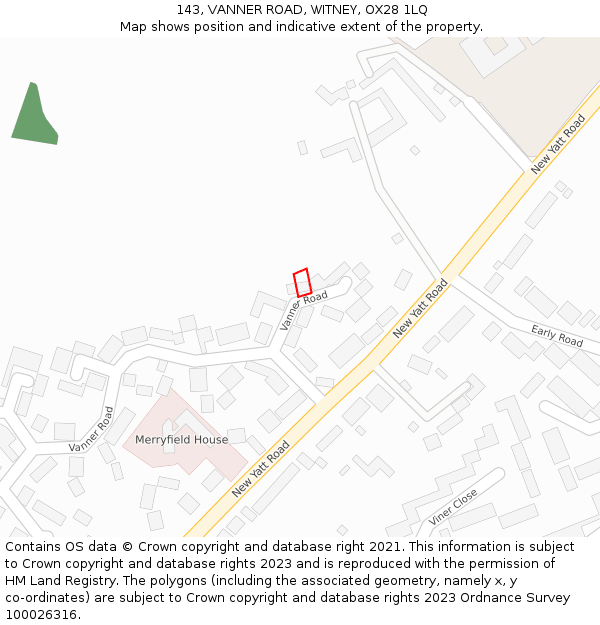 143, VANNER ROAD, WITNEY, OX28 1LQ: Location map and indicative extent of plot