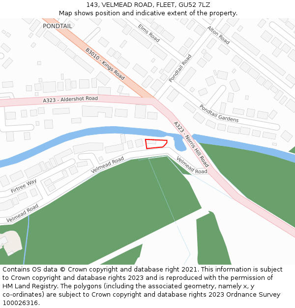 143, VELMEAD ROAD, FLEET, GU52 7LZ: Location map and indicative extent of plot