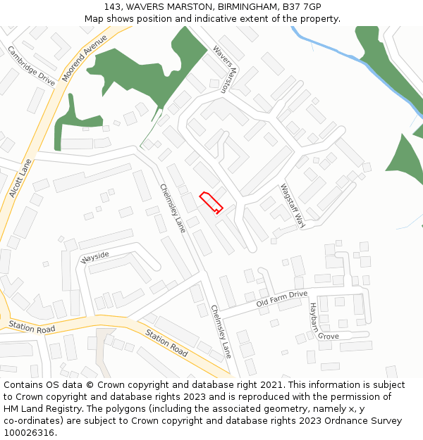 143, WAVERS MARSTON, BIRMINGHAM, B37 7GP: Location map and indicative extent of plot