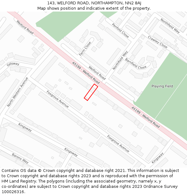 143, WELFORD ROAD, NORTHAMPTON, NN2 8AJ: Location map and indicative extent of plot