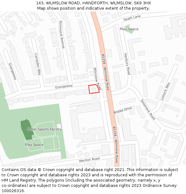 143, WILMSLOW ROAD, HANDFORTH, WILMSLOW, SK9 3HX: Location map and indicative extent of plot