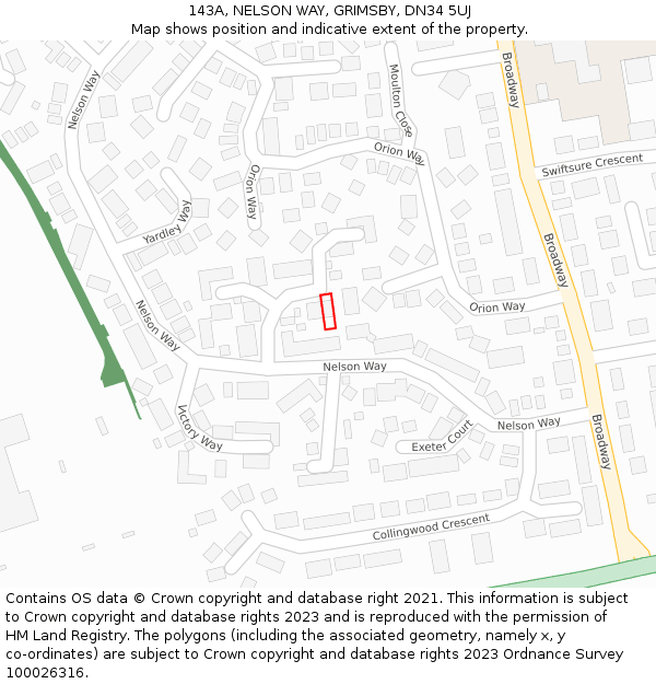 143A, NELSON WAY, GRIMSBY, DN34 5UJ: Location map and indicative extent of plot