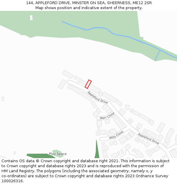 144, APPLEFORD DRIVE, MINSTER ON SEA, SHEERNESS, ME12 2SR: Location map and indicative extent of plot