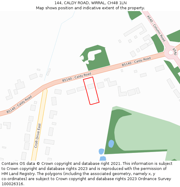 144, CALDY ROAD, WIRRAL, CH48 1LN: Location map and indicative extent of plot