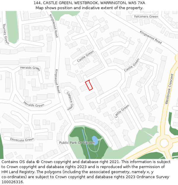 144, CASTLE GREEN, WESTBROOK, WARRINGTON, WA5 7XA: Location map and indicative extent of plot