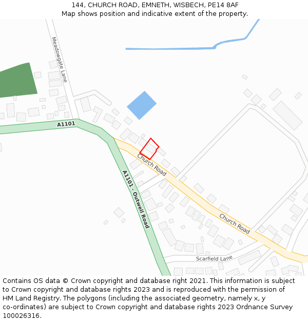 144, CHURCH ROAD, EMNETH, WISBECH, PE14 8AF: Location map and indicative extent of plot