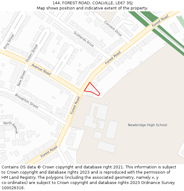 144, FOREST ROAD, COALVILLE, LE67 3SJ: Location map and indicative extent of plot