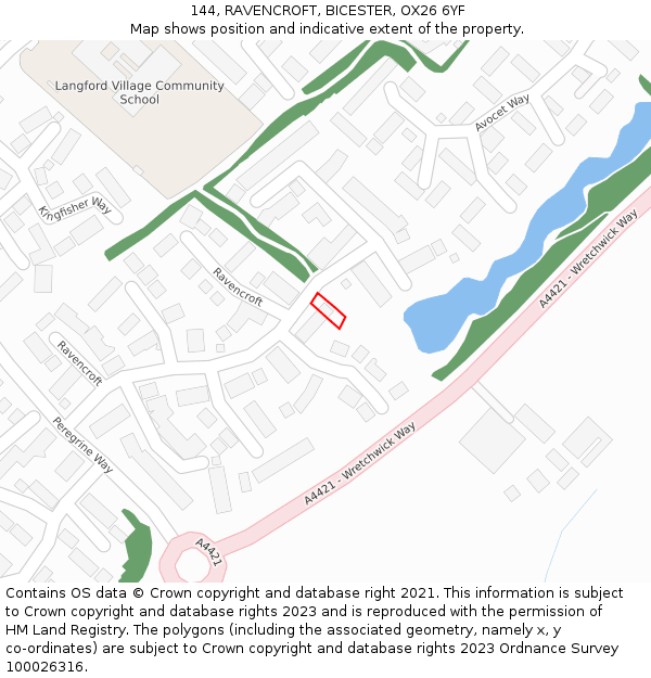 144, RAVENCROFT, BICESTER, OX26 6YF: Location map and indicative extent of plot
