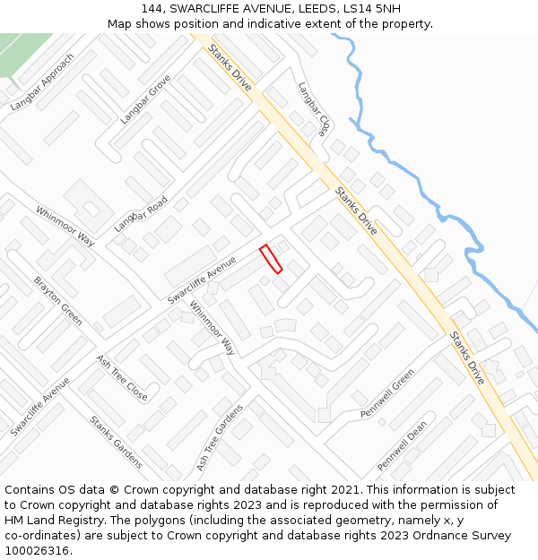 144, SWARCLIFFE AVENUE, LEEDS, LS14 5NH: Location map and indicative extent of plot