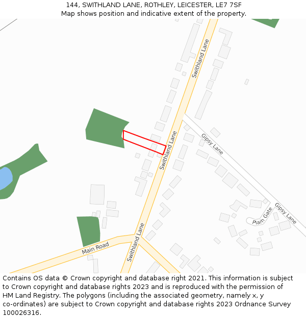 144, SWITHLAND LANE, ROTHLEY, LEICESTER, LE7 7SF: Location map and indicative extent of plot