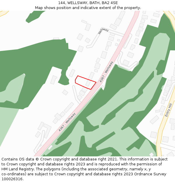 144, WELLSWAY, BATH, BA2 4SE: Location map and indicative extent of plot