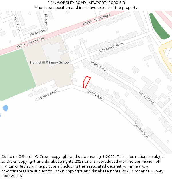 144, WORSLEY ROAD, NEWPORT, PO30 5JB: Location map and indicative extent of plot