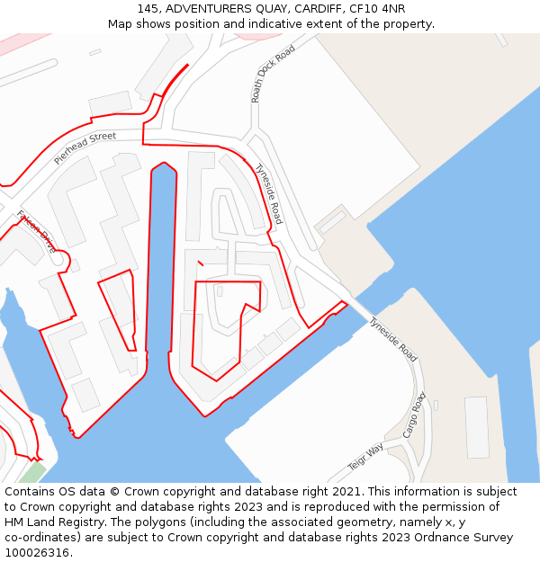 145, ADVENTURERS QUAY, CARDIFF, CF10 4NR: Location map and indicative extent of plot