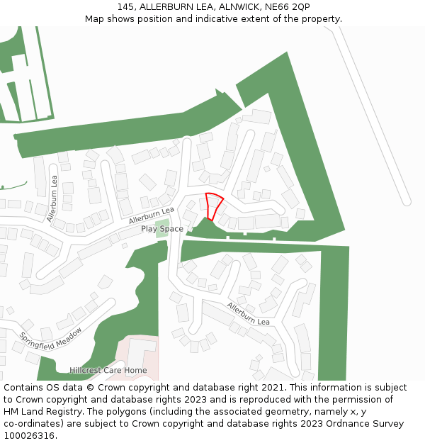 145, ALLERBURN LEA, ALNWICK, NE66 2QP: Location map and indicative extent of plot