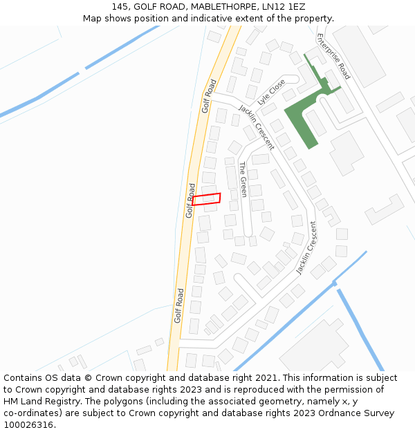 145, GOLF ROAD, MABLETHORPE, LN12 1EZ: Location map and indicative extent of plot