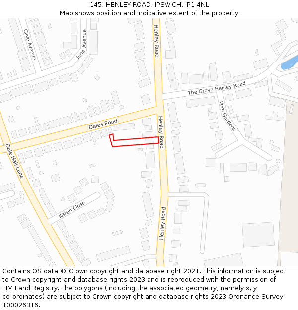 145, HENLEY ROAD, IPSWICH, IP1 4NL: Location map and indicative extent of plot