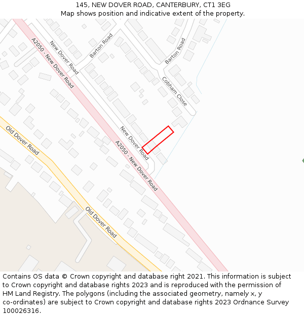 145, NEW DOVER ROAD, CANTERBURY, CT1 3EG: Location map and indicative extent of plot