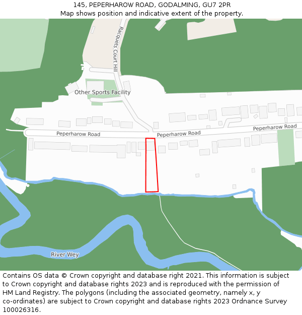145, PEPERHAROW ROAD, GODALMING, GU7 2PR: Location map and indicative extent of plot