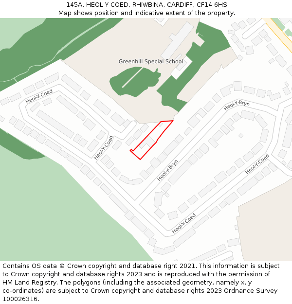 145A, HEOL Y COED, RHIWBINA, CARDIFF, CF14 6HS: Location map and indicative extent of plot