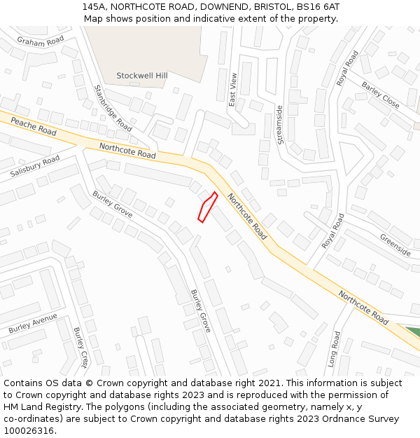 145A, NORTHCOTE ROAD, DOWNEND, BRISTOL, BS16 6AT: Location map and indicative extent of plot