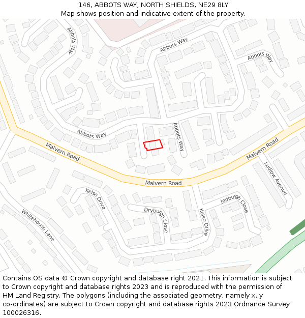 146, ABBOTS WAY, NORTH SHIELDS, NE29 8LY: Location map and indicative extent of plot