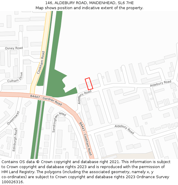 146, ALDEBURY ROAD, MAIDENHEAD, SL6 7HE: Location map and indicative extent of plot