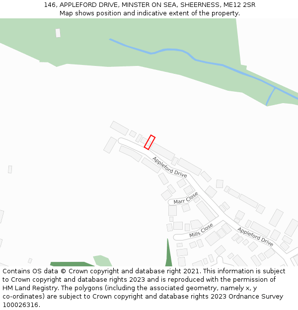 146, APPLEFORD DRIVE, MINSTER ON SEA, SHEERNESS, ME12 2SR: Location map and indicative extent of plot